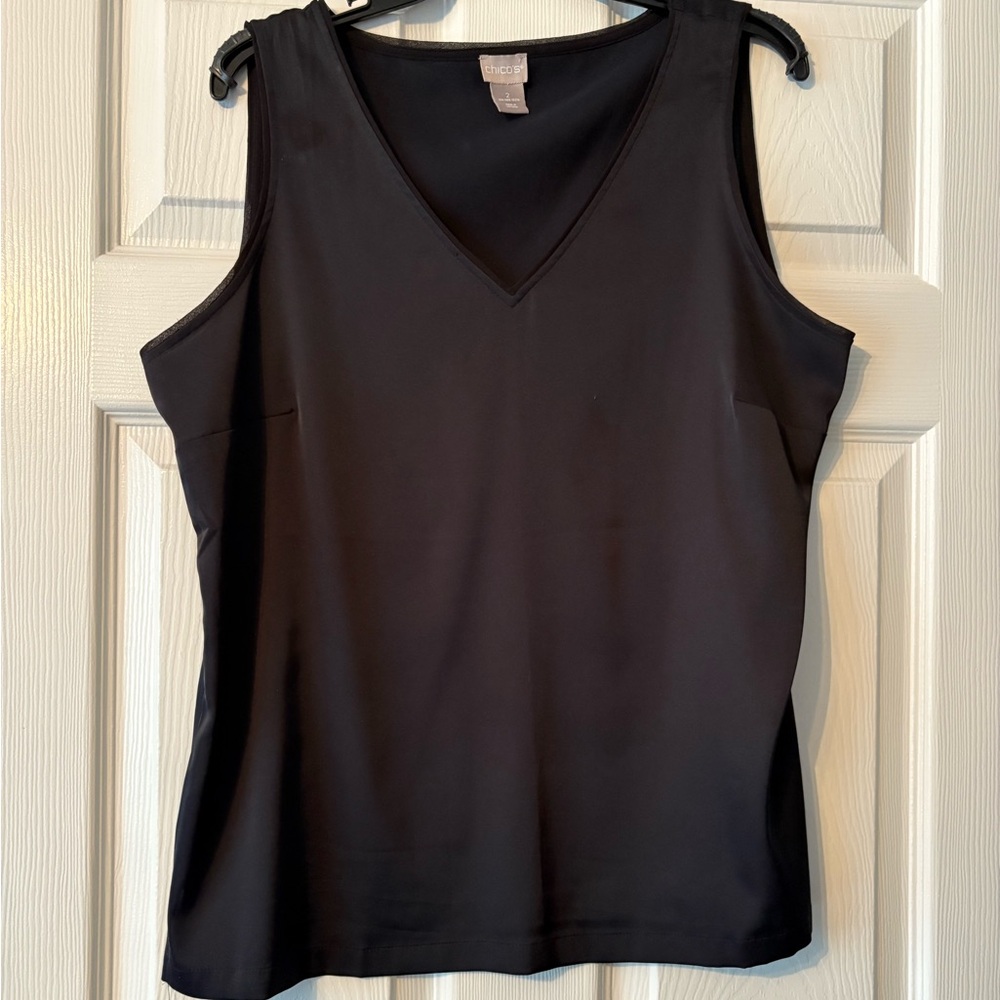 Chicos Black V-Neck Sleeveless Top